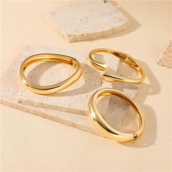 Twisted Waterdrop Gold Bangles | Elegant & Trendy Hinged Bracelets - Picture 5 of 5